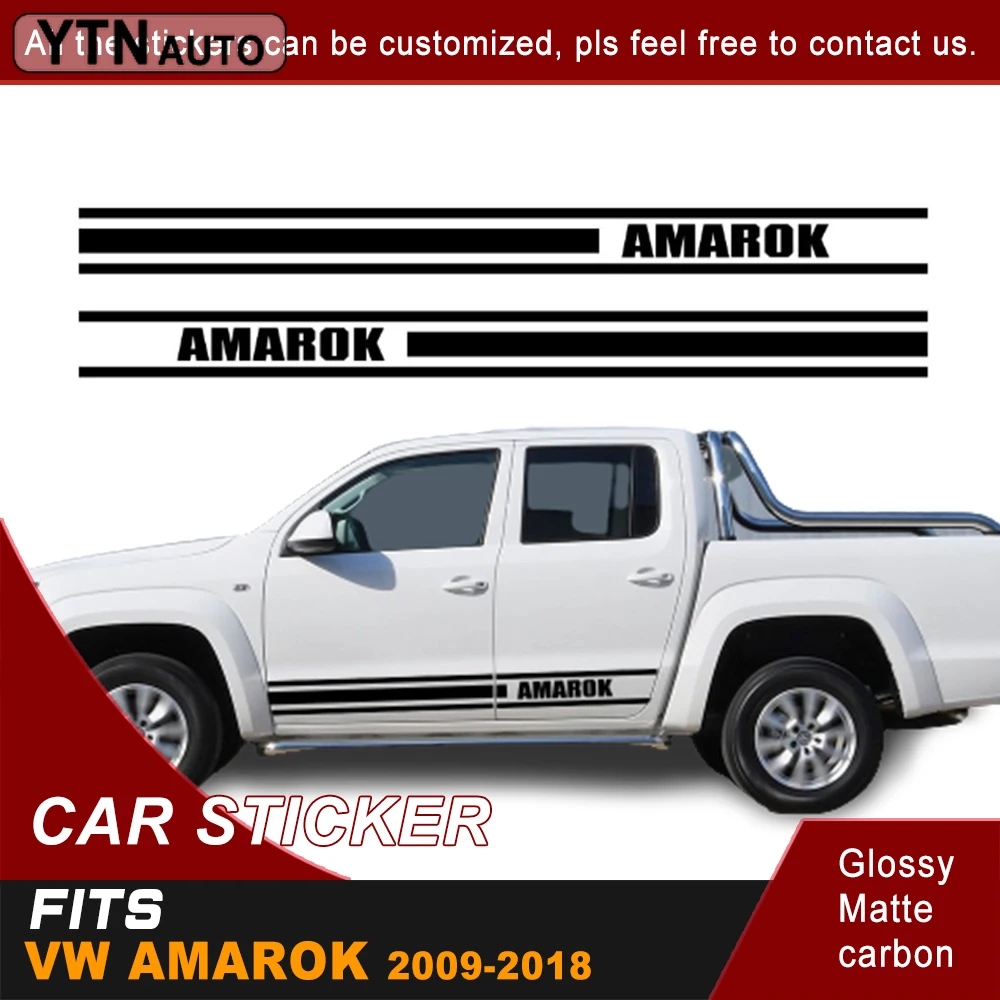 

2 Pieces Car Decals For VW Amarok 2009-2018 Racing Stripes Car Stickers Pick Up Trunk Decor Sticker Auto Door Side Vinyl Decals