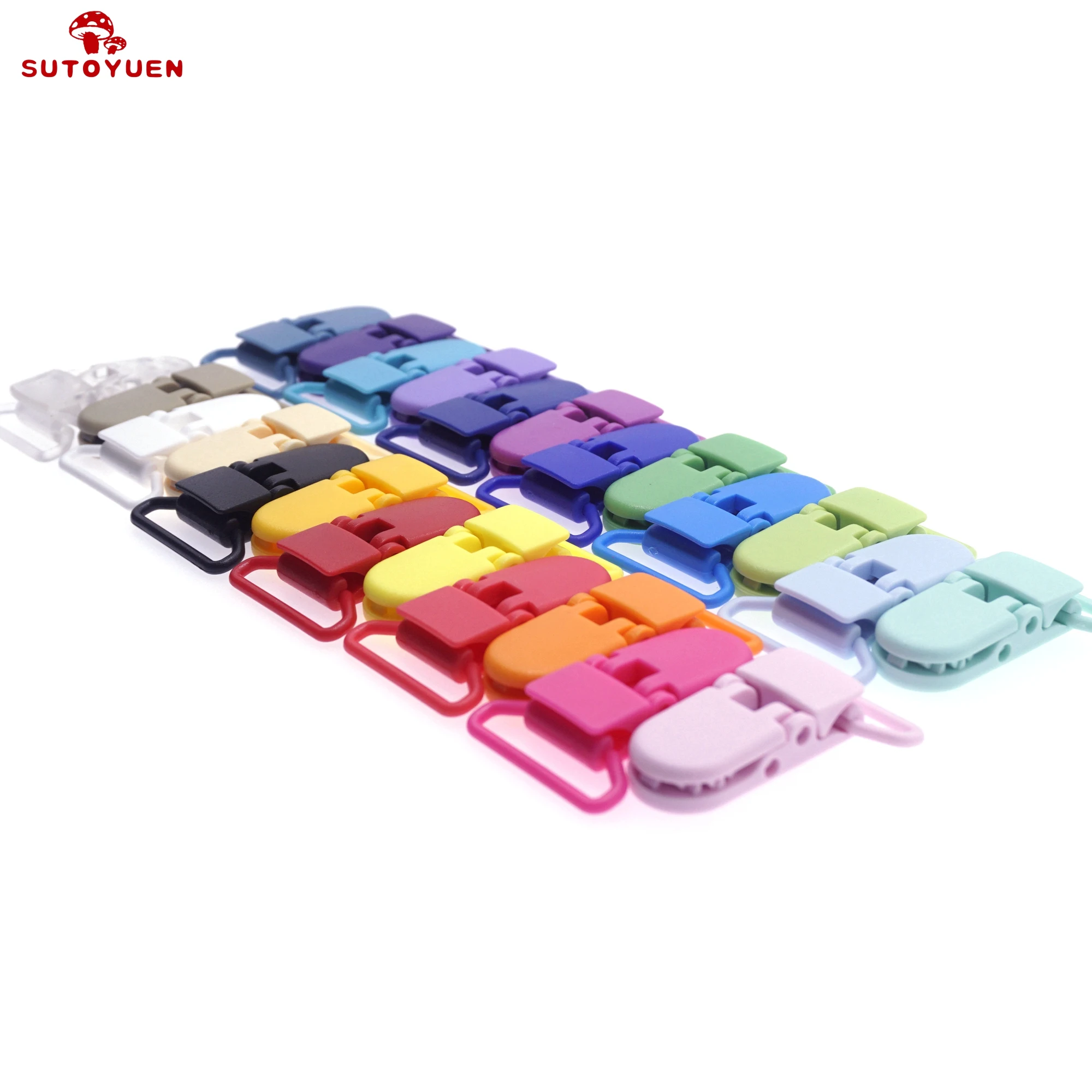 

380 Pcs Sutoyuen Plastic Newborn Baby Pacifier Clip Holder Teething Soother Attache Sucette Mam Dummy Chain For 25mm Ribbon