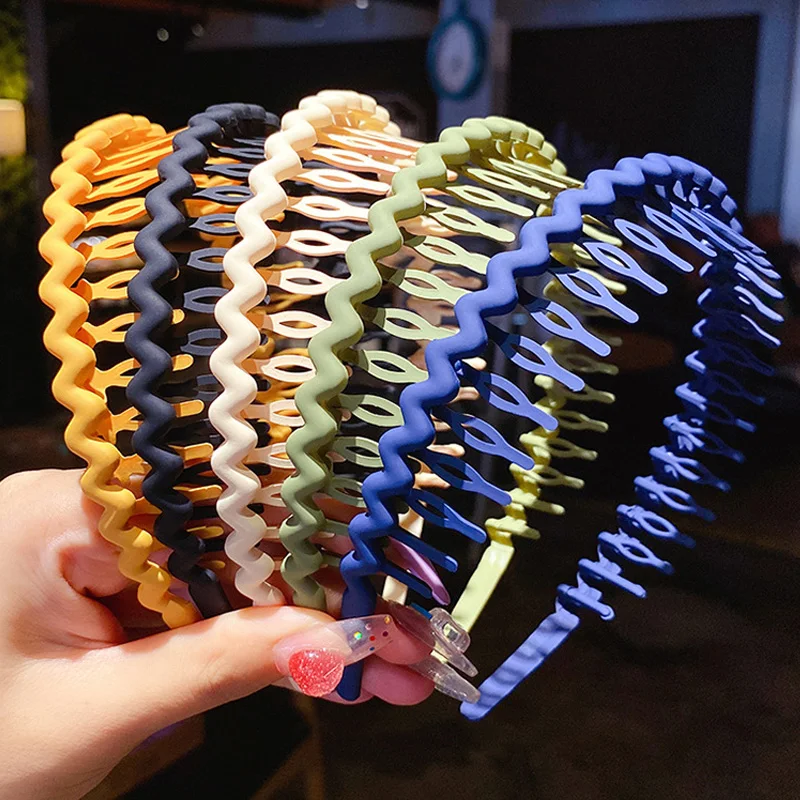 심플한 머리 장식 솔리드 컬러 레진 헤어 빗 헤어밴드 여성용, 논슬립 헤드밴드 헤어 후프 베젤 치아 헤어 액세서리