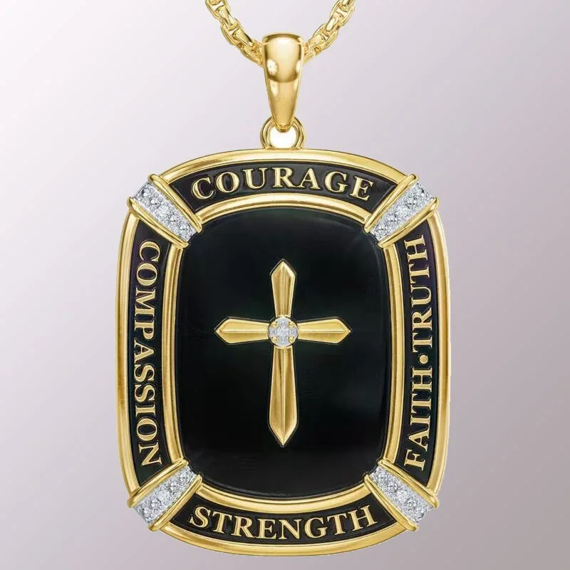 2024 Cute Fashion Trend Square Plate Cross Christian Jesus Pendant Necklace Pendant Collar Necklace Joyero Gold Jeweler Gothic