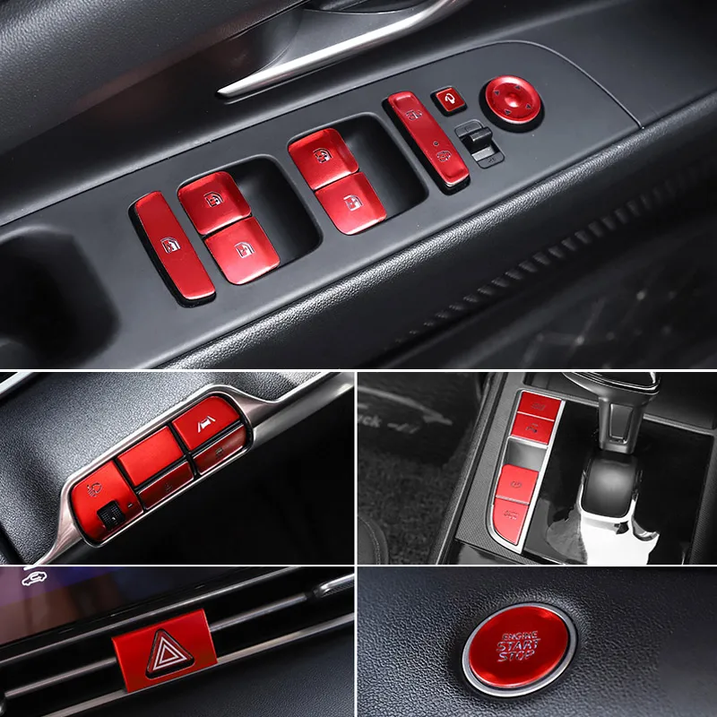 Vtear Car Interior Button Trim Cover Glass Lift Button Sticker Headlight Button Sticker Set Accessories For Hyundai Elantra 2021