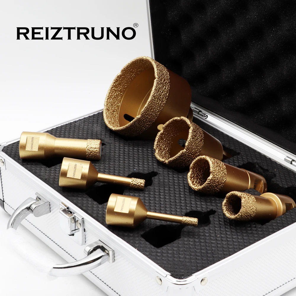 Reiztruno 真空ろうダイヤモンドコアビットキットと M14 糸大理石、花崗岩、 d6/D8/D16/D20/D27/D40/D68-7pcs セット、乾燥または湿潤