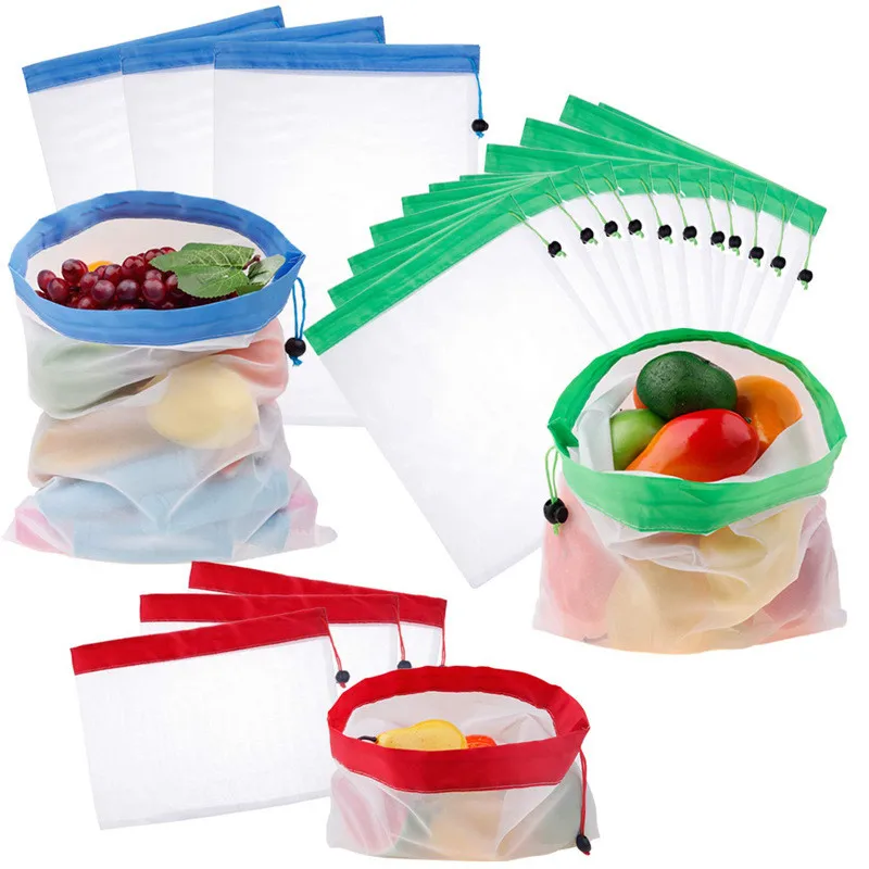 12pcs Reusable Mesh Produce Bags Washable Eco Friendly Bags For Groceries Storage Fruit Vegetable Toy Packing Gift Bag 66