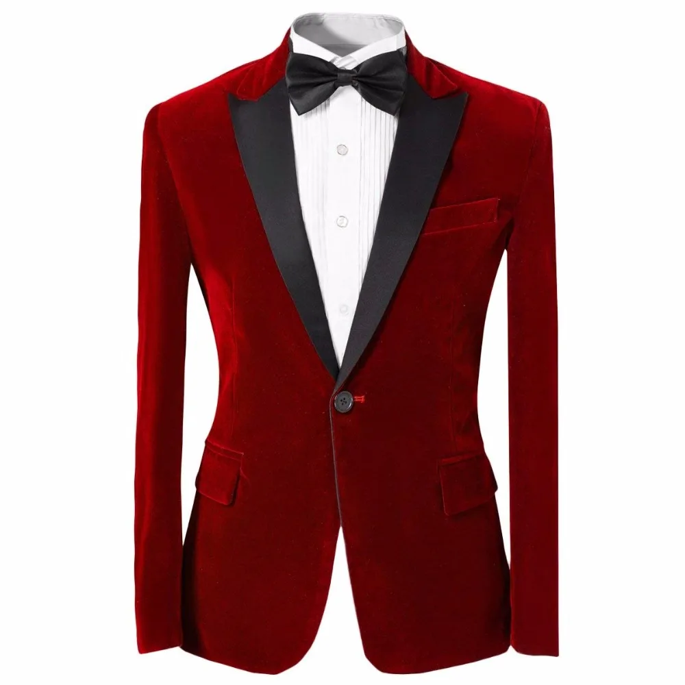 

High Quality Men Suit Jacket With Black Peaked Lapel One Button Slim Fit Blazer For Tuxedo Dinner Suit Custom Made