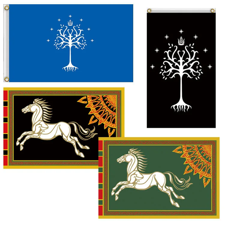 3\' x 5\' 90x150cm Lord Ring Horse Tree Banner Flag Astany White Tree of Gondor Tolk Wall Hanging Stark Home Party KTV Cosplay