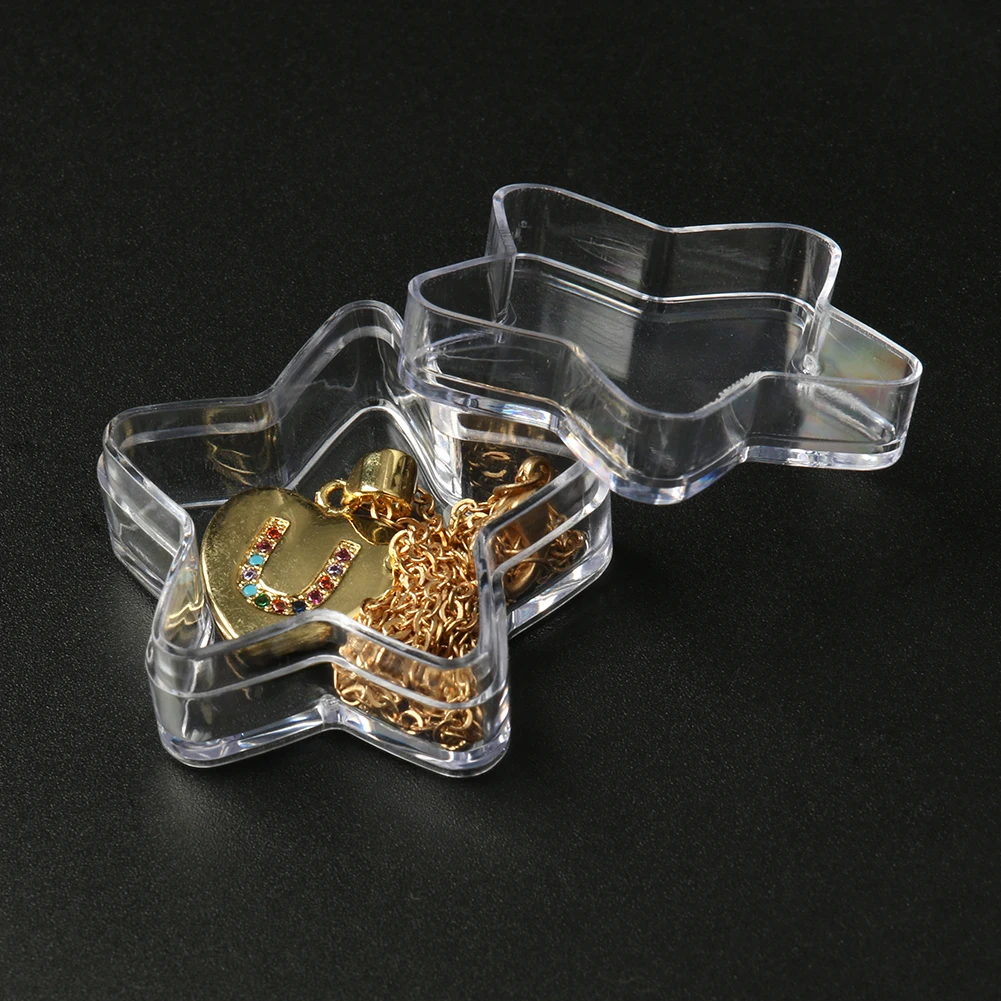 4pcs Jewelry Bead Star Heart Square Plastic Storage Box Transparent Small Round Container Jar Refillable Cosmetic Portable Boxes