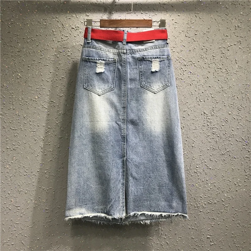

Wrap Womens Skirts Summer Korean Fashion Vintage Washed Embroidery Floral Skirt Woman Distressed Straight Saia Feminina