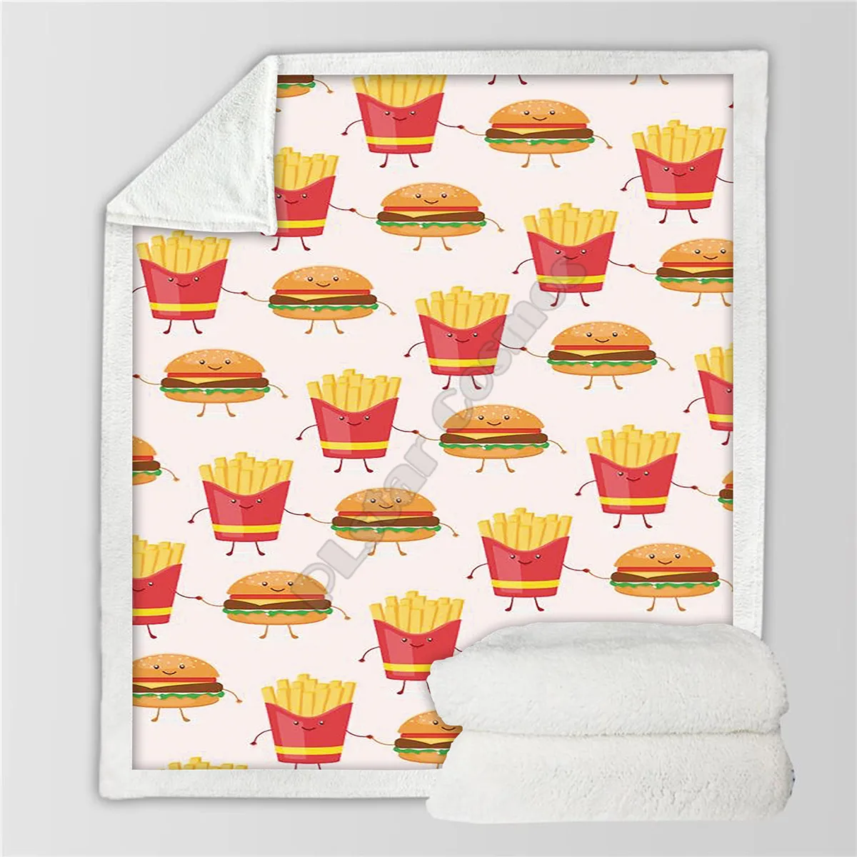 

Delicious Food French Fries Cozy Premiun Fleece Blanket 3D print Sherpa Blanket on Bed Home Textiles 02