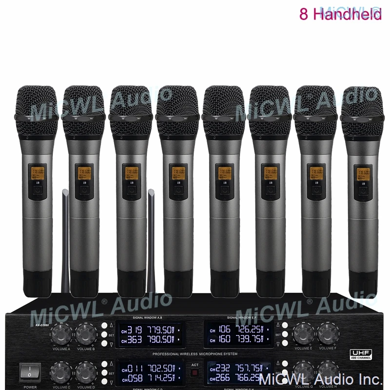 

MiCWL Audio Wireless Microphone 400 Channel Professional Cordless 8 Handheld System for Meeting Stage sound program recording