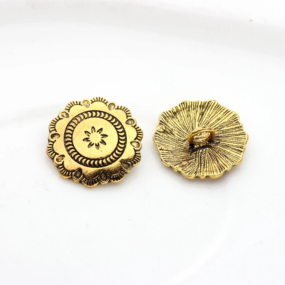 Zinc Alloy Round Lace Flowers Concho Buttons Charms Pendants 3pcs/lot 30MM For DIY Jewellery Accessories