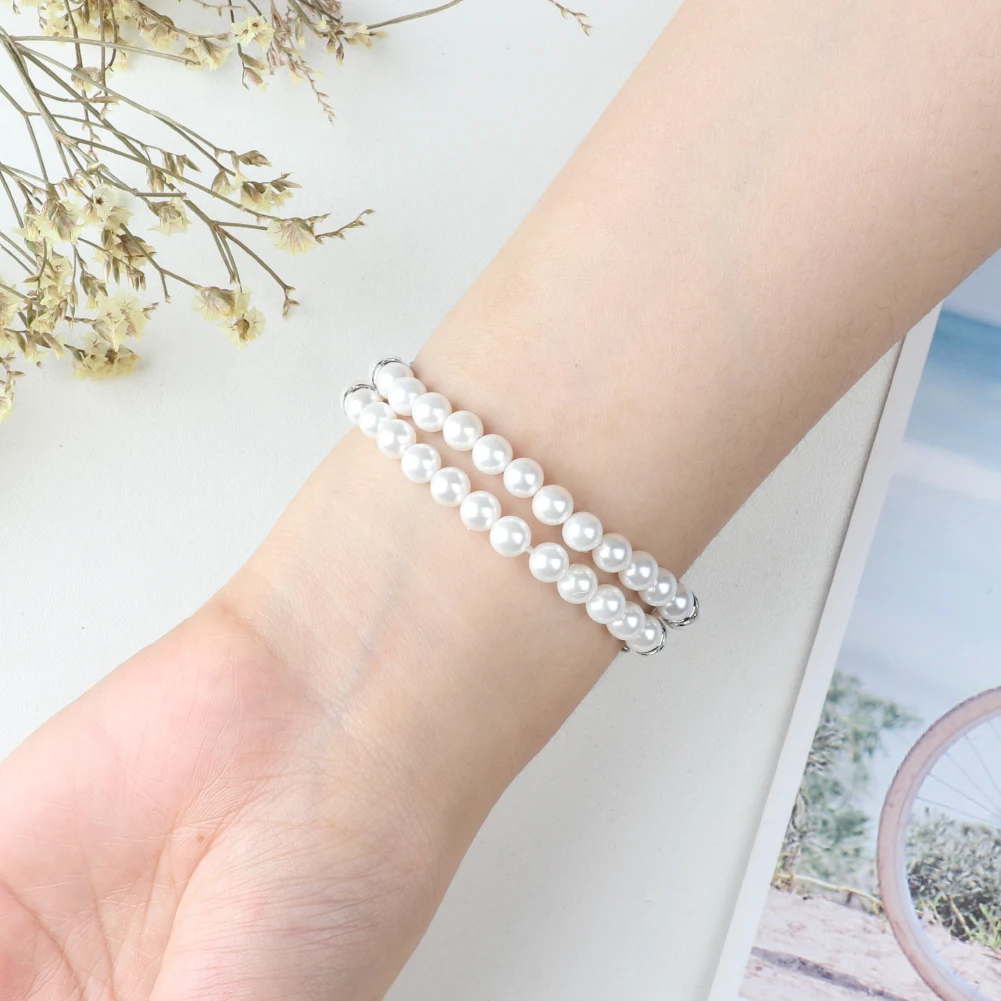 Mi6 Luxury Bracelet for Xiaomi Mi Band 8 7 6 5 4 3 Wristband Straps Mi7 Women MiBand Accessories Watch Strap Beaded Pearl White