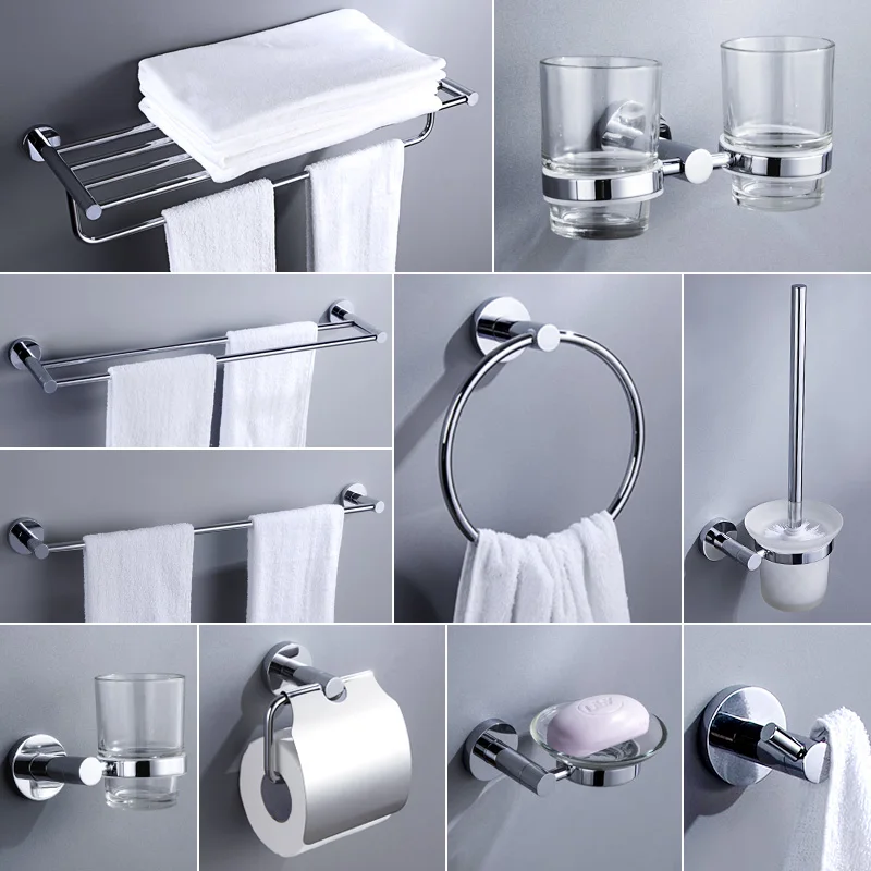 

Bathroom Hardware Towel Rail Bar Rack Bar Robe Hook Shelf Tissue Paper Holder Toothbrush Holder Chrome Bathroom Accessories