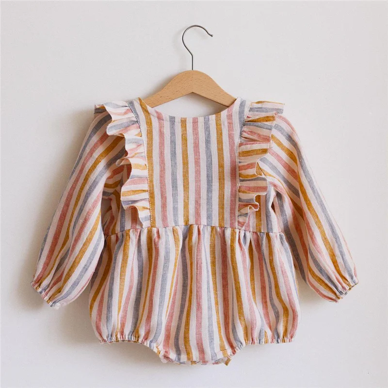 Summer Newborn Baby Girl Clothes Solid Color Baby Rompers Cotton Long Sleeve Toddler Romper Infant Jumpsuit Clothing 0-24 Months