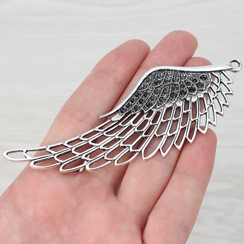 

3 x Tibetan Silver Tribal Large Angel Wing Feather Charm Pendants for DIY Necklace Jewelry Making Findings 106x38mm
