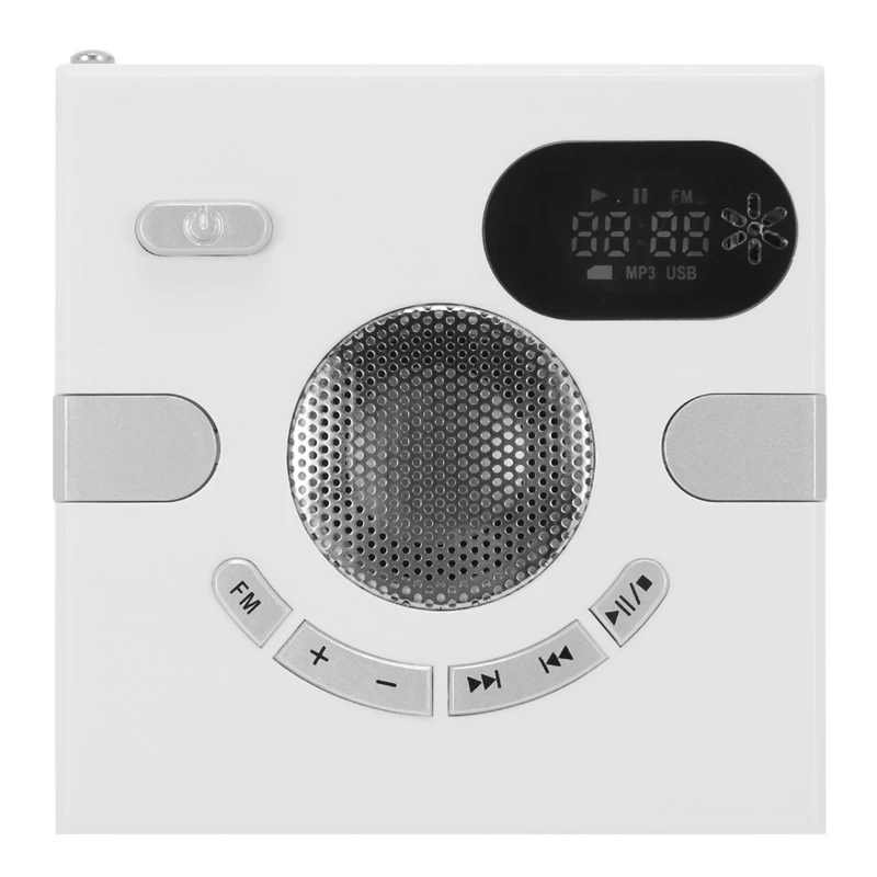 RISE-Wall Speaker Fm Radio with Time Display Headphone Jack Support Aux Audio Tf Card Usb Disk Mp3 Player Usb Charge