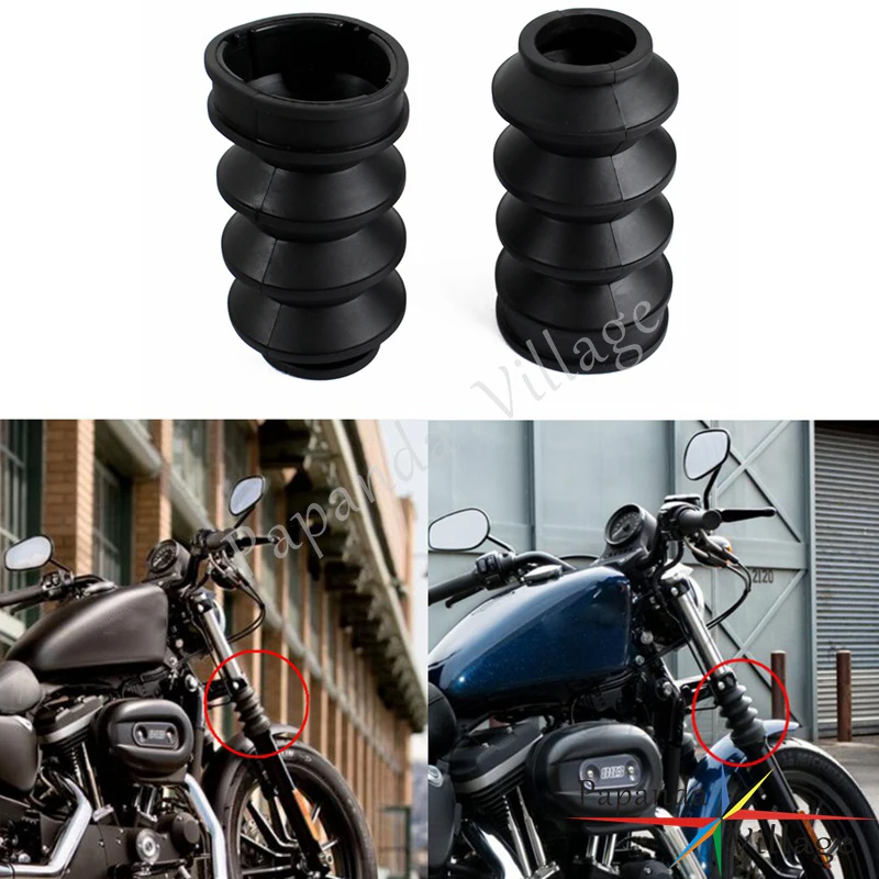 

Papanda Motorbike Black 39mm Rubber Front Fork Gaiters Gators Boots Cover For Harley Sportster Dyna XL 1200 883 Custom 1973-2016