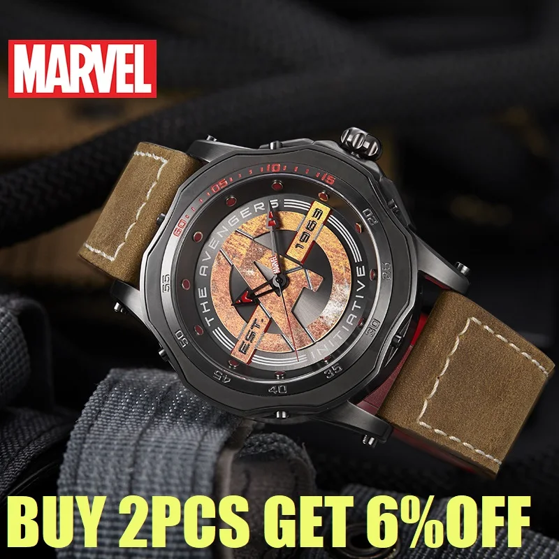 Marvel Official Original The Avengers Men Quartz WristWatches Male Luminous 50m Waterproof Stainless Steel  Luxury Clock