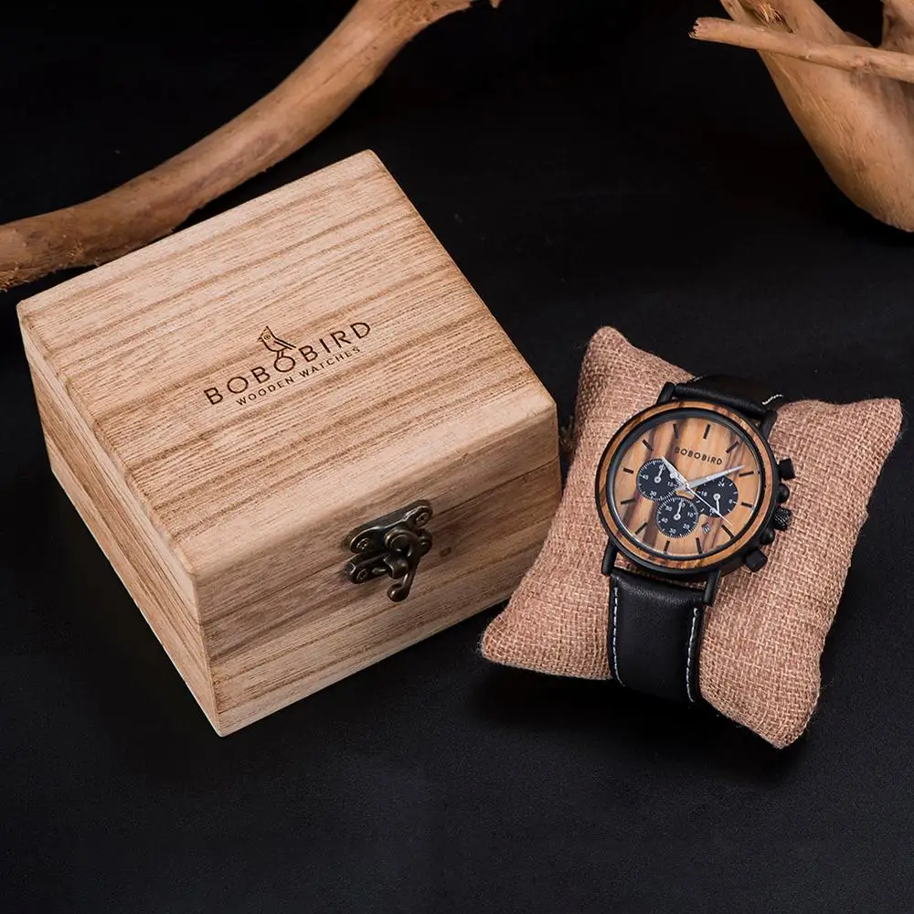 reloj hombre BOBO BIRD Men Watch Wood Watches Women Timepieces Chronograph Military Quartz Wristwatches relogio masculino OEM