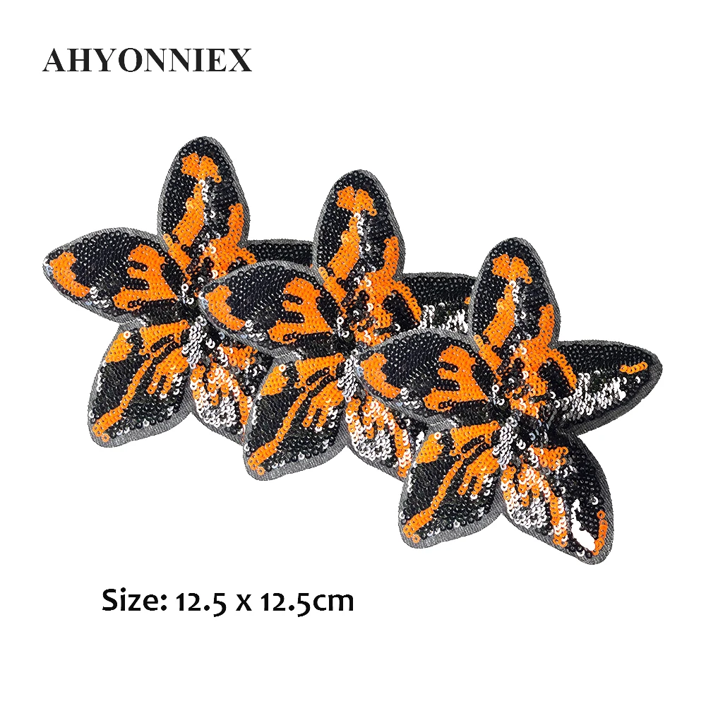 3PCS/LOT Flower Embroidery Patch Sequin Beaded Patches For Clothing Clothes Sticker Embroidered Appliques Iron On Parches