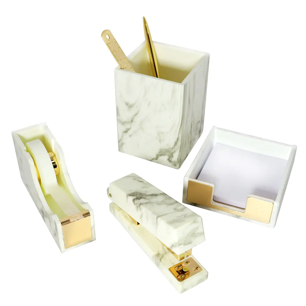 

Desktop Storage And Binding Stationery Sets Marbled Style ABS Material Combination Office Supplies Accessories Kit