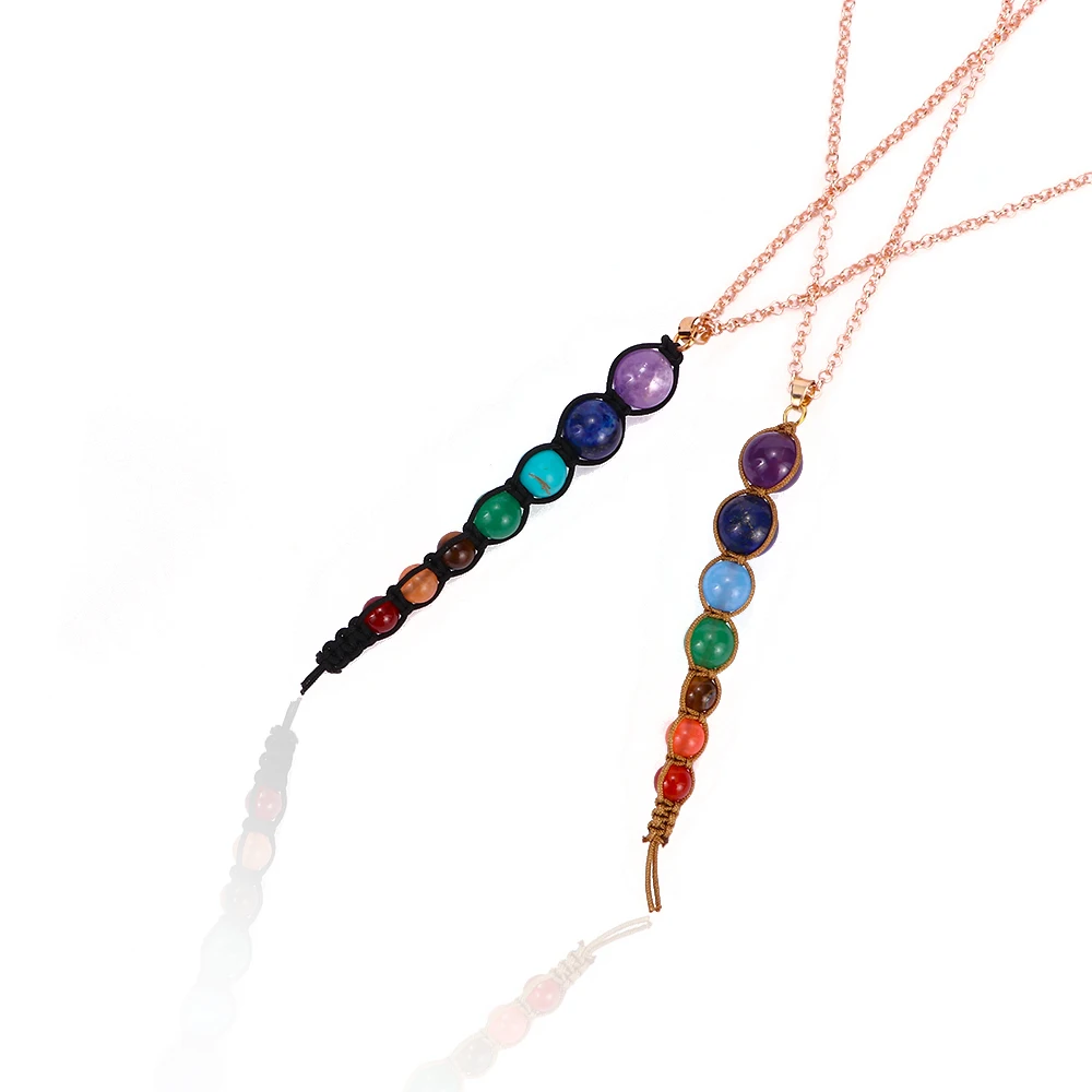 1PC New Multicolor Lava 7 Chakra Healing Balance Beads Necklace Women Reiki Spiritual Yoga Jewelry Pendant Necklace