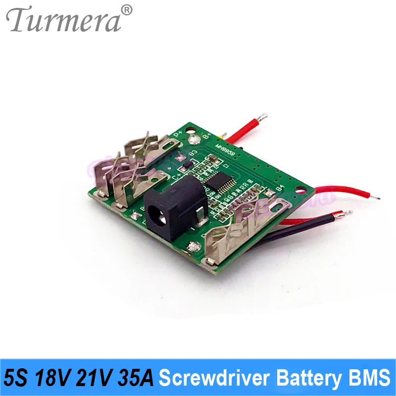 Turmera 5S 18V 21V 35A BMS 18650 bateria litowa Protect Board Balance z wtyczka DC do wiertarki elektrycznej śrubokręt baterie użyj