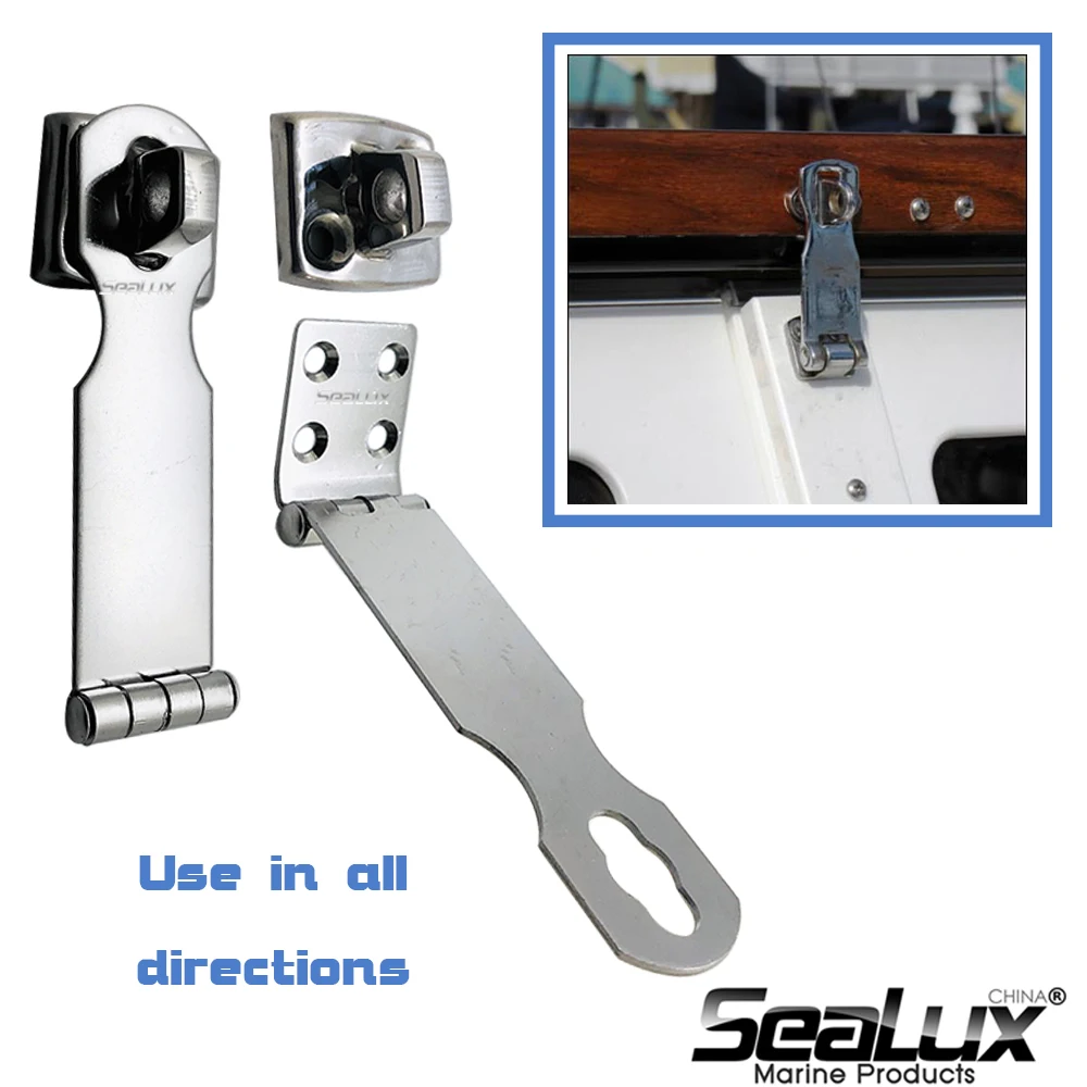 Sealux Marine grade Stainless Steel Hardware Swivel Eye Locking Safety Hasp latch for Boat Yacht Fishing Marine accessory