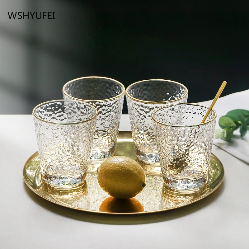 WSHYUFEI Hammer pattern transparent glass Nordic light luxury Phnom Penh drinking glass home living room set