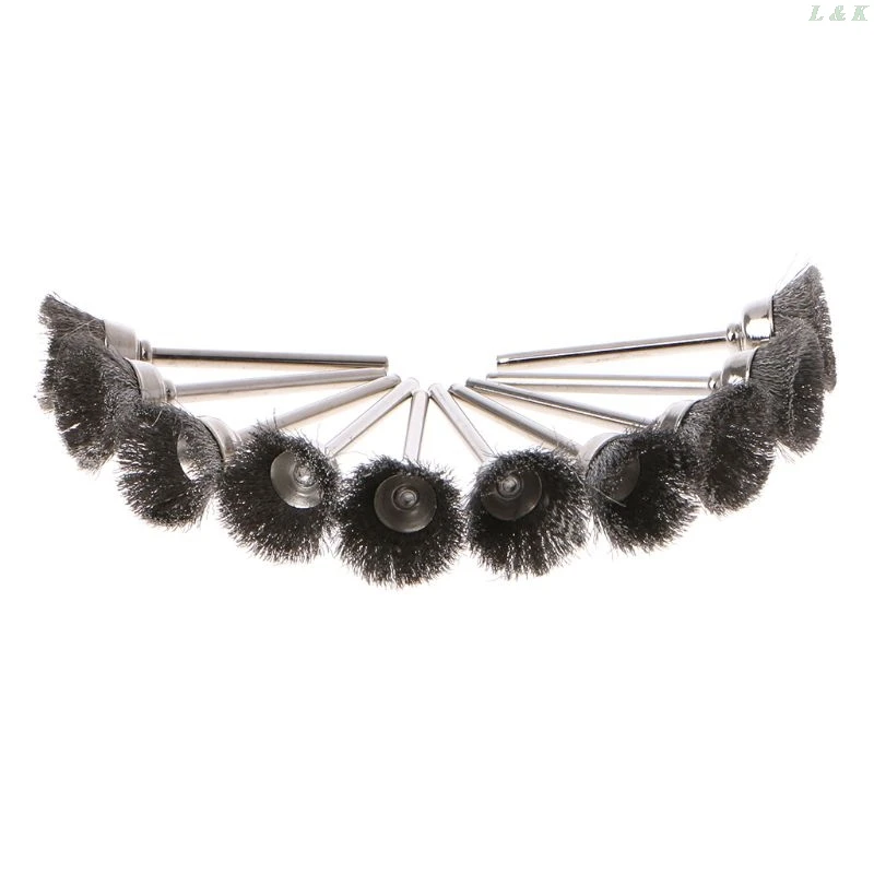 10pcs Forma di Coppa Ruota Filo di Acciaio Spazzole per Utensili Dremel Elettrico Strumento di Pulizia Ruggine Utensile Rotante per L'incisore Abrasivo materiali