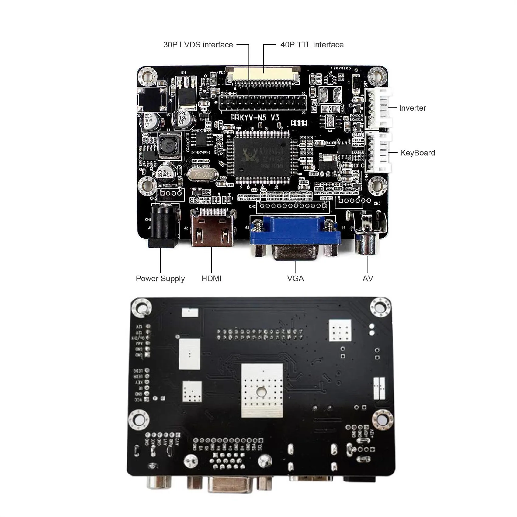 HD-MI VGA AV LCD Controller board kit Compatible Work With 12.3inch 1920x720 HSD123IPW1-A00 LCD Screen