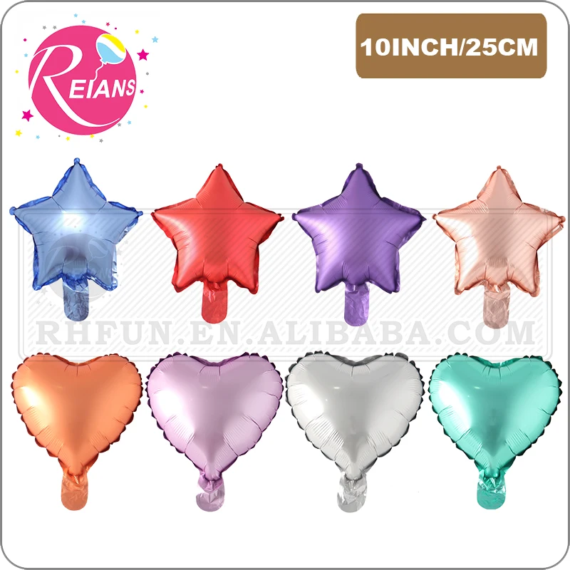 10pcs/lot 10 inch Foil Star Matt Metallic baby shower Balloon Wedding Decor Birthday Party Balloon Metal Heart Star Air Baloon