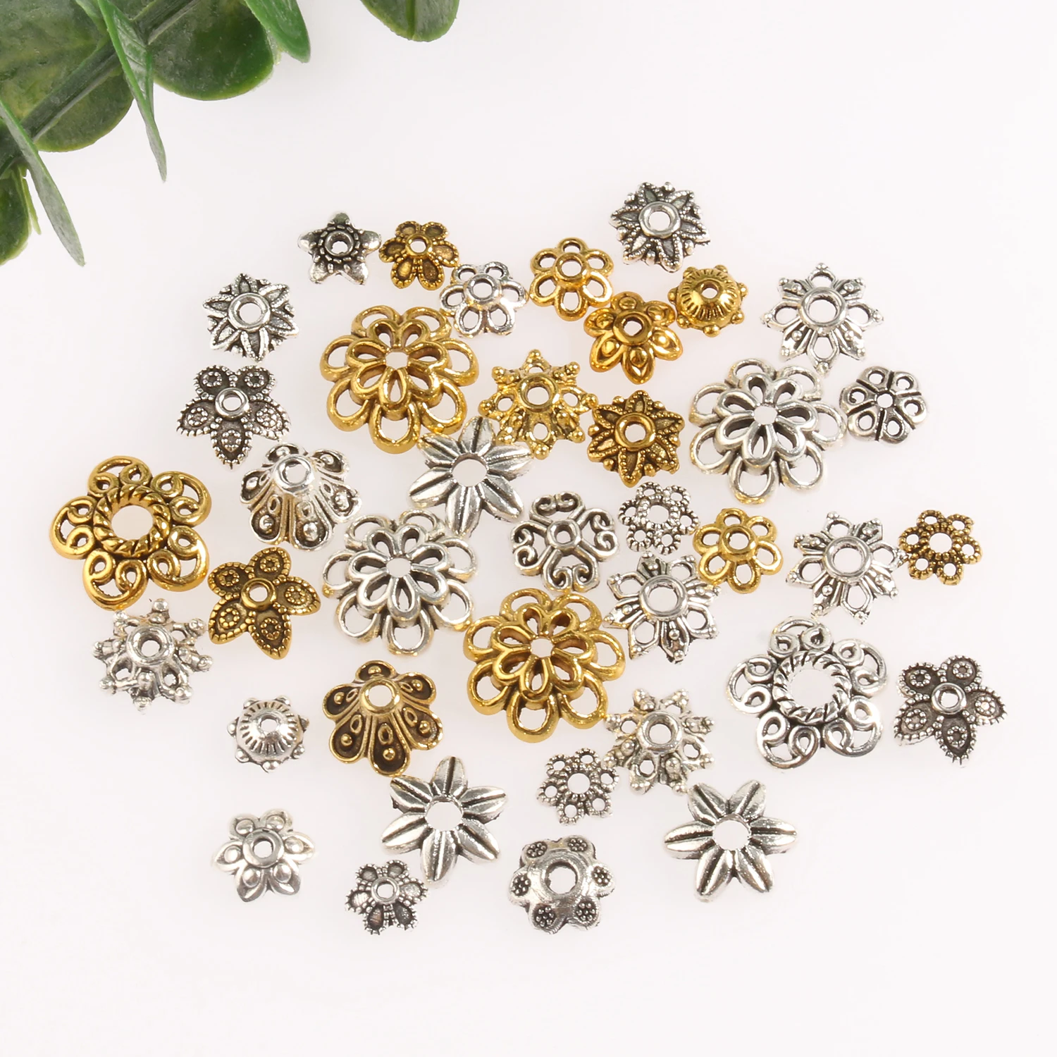 Metal Alloy Tibetan Hollow Flower Bead Caps Star Filigree Loose Spacer Caps for Earrings Bracelet  Diy Jewelry Making Supplies