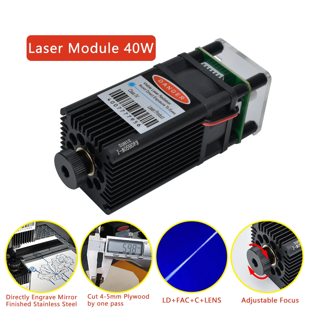 

450nm 40W Laser Module Laser Head for Laser Cutting Machine CNC DIY Adjustable Focus Laser Marking Engraving Wood Tools