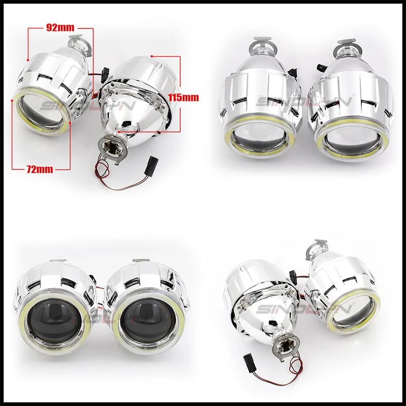 Sinolyn 2.5 Inch Angel Eyes Mini Projector Lenses For Headlights H7 H4 Bi Xenon Full Kit For Car Lights Accessories Motorcycle