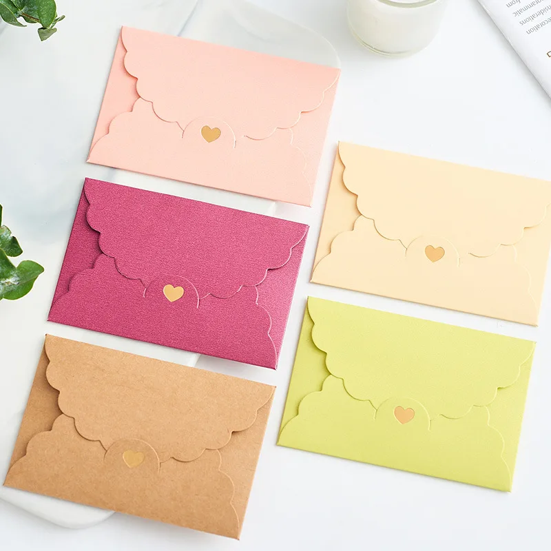 (10 Pieces/Lot) 10.5*7cm Mini Pearl Kraft Paper Gilding Love Envelope Bank Card VIP Membership Card Packaging Envelope