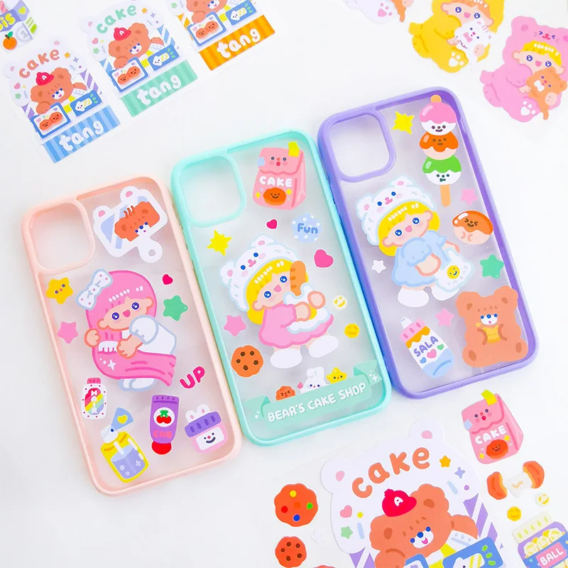 Cute Candy Girl Bear Ins Style Stickers Decoration Scrapbooking Diary Album Mobile Phone Journal Collage Kawaii Stationery Stick