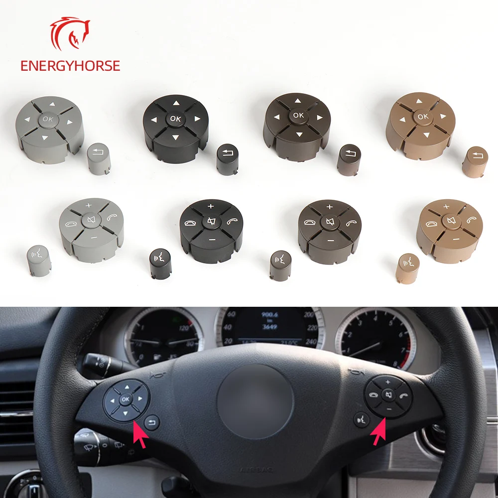 Left Right Car Steering Wheel Switch Control Button Cover Trim For Mercedes Benz C E GLK Class W204 X204 C180 C200 W207 W212
