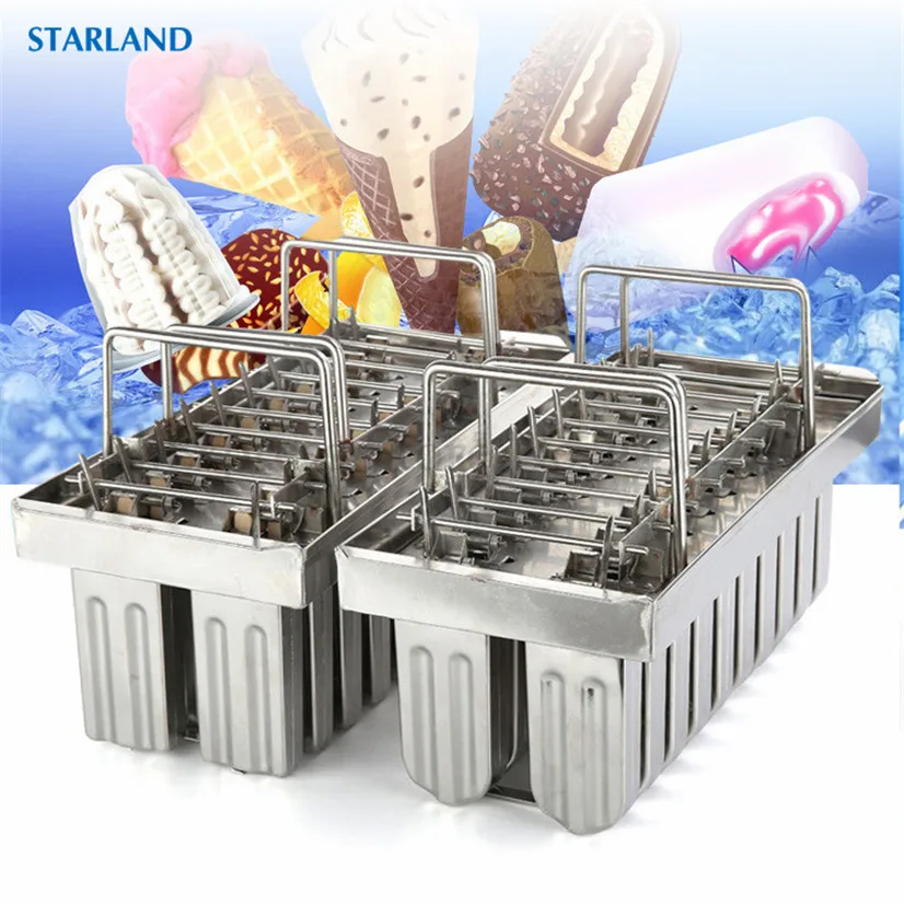 

20Cups Ice Cream Popsicle Mold Commercial DIY Ice Lolly Mould Durable Stainless Steel Stick Holder 6 Shape Options