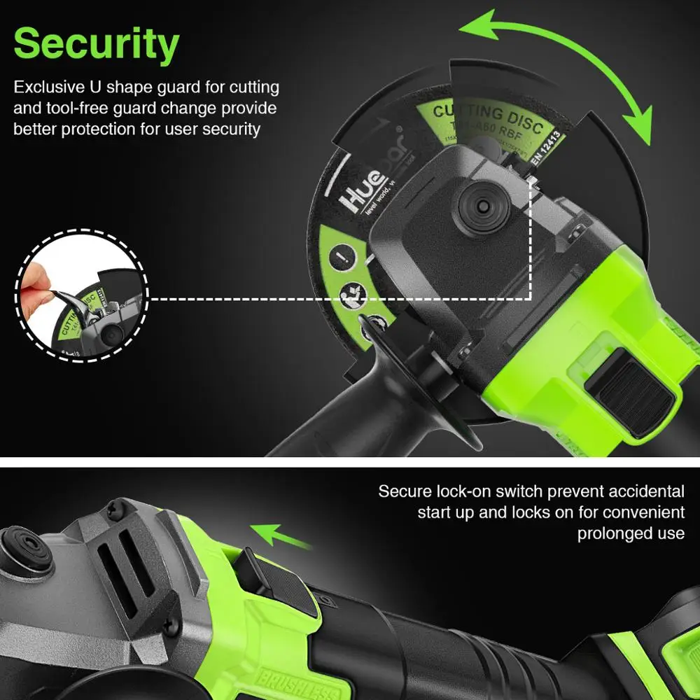 Huepar Cordless Winkel Grinder 20V 5,0 Ah Li-Ion Batterie 8500PRM Maschine Für Schneiden Schleifen Elektrische Winkel Grinder Power Tools