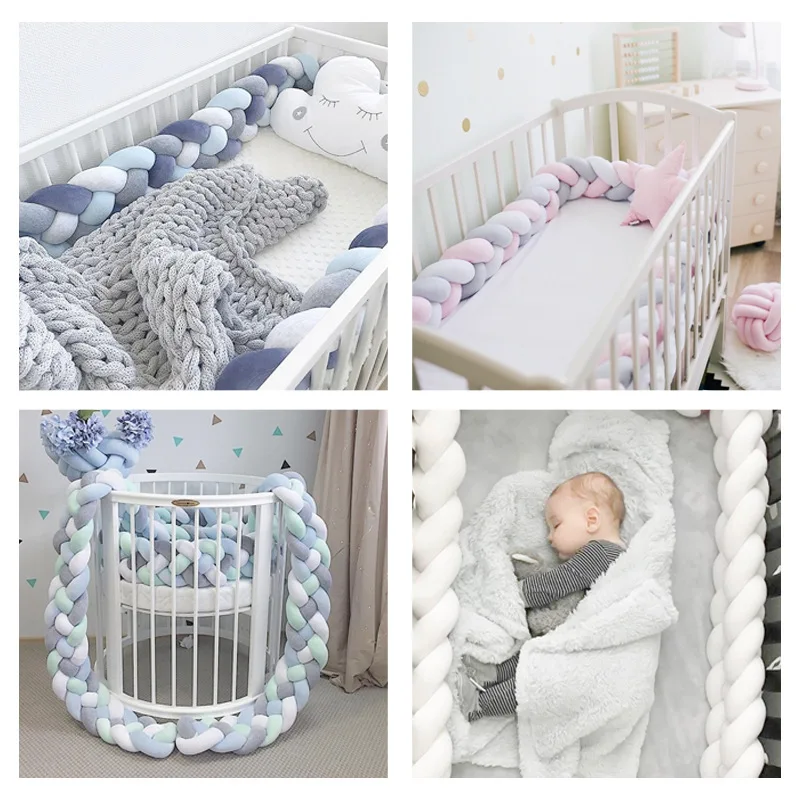 Baby Bumper Bed Braid Knot Pillow Cushion Bumper for Infant Bebe Crib Protector Cot Bumper Baby Stroller Bumper Room Decoration