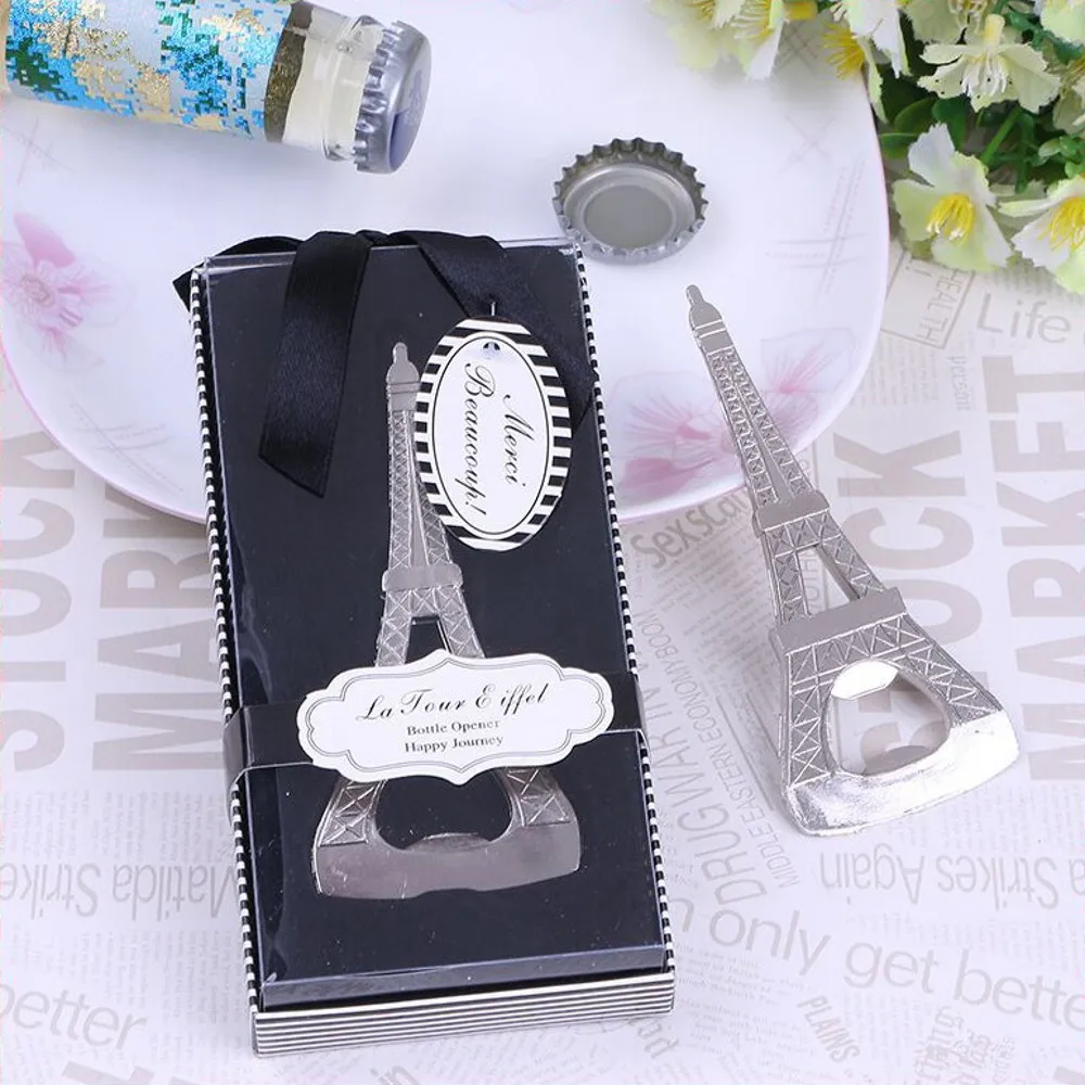 

Romantic Wedding Souvenirs Paris Eiffel Tower Bottle Opener Novelty Wedding Party Favor with retail package box