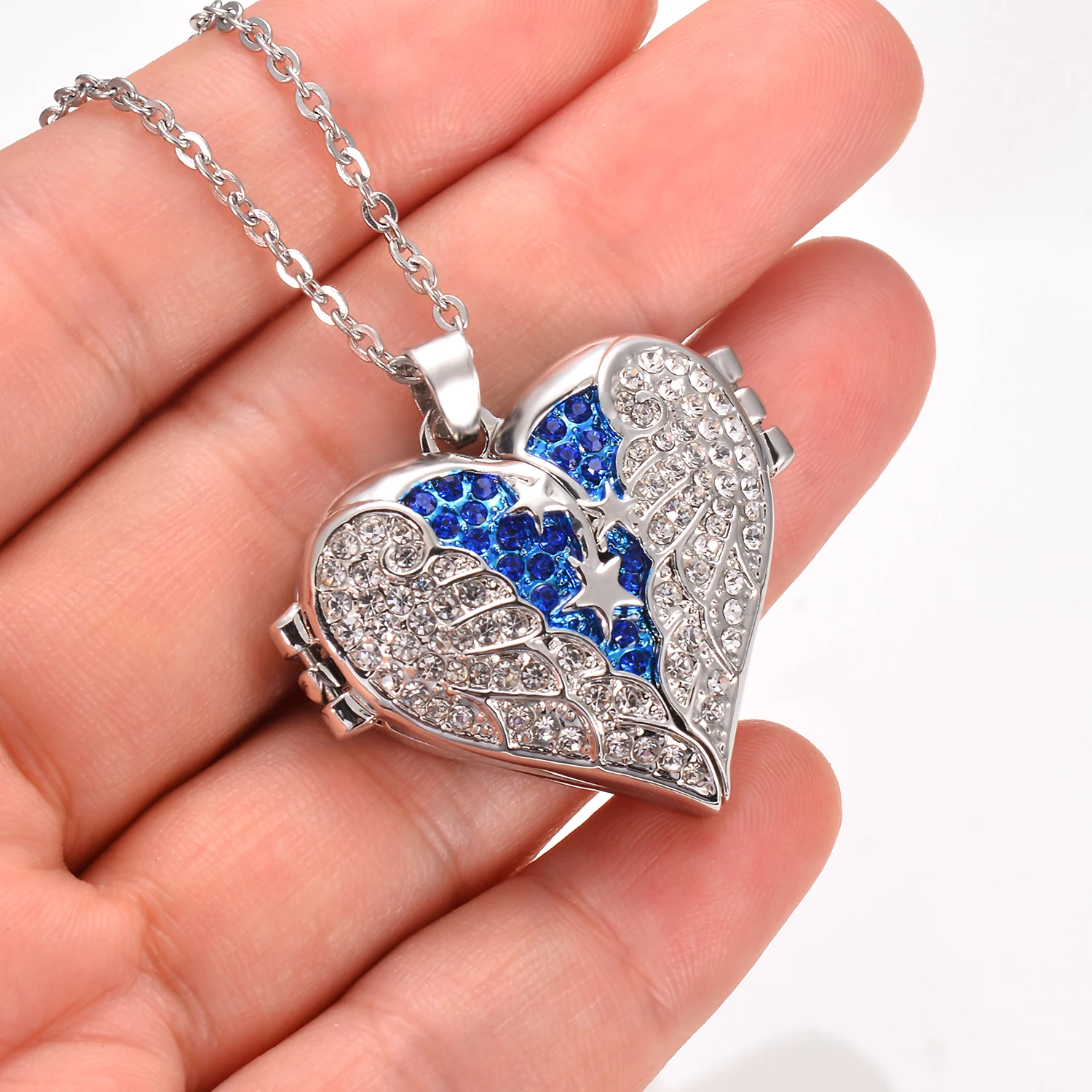 A piece of my heart Lives in heaven Urn Necklace for Ashes Heart Angel Wings Keepsake Memorial Cremation Jewelry Dropshipping