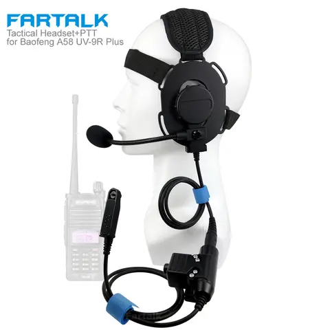 바오펭 BF-A58 UV-9R 플러스 BF-9700 GT-3WP UV-5S UV-XR 라디오 워키토키 헤드폰용 전술 헤드셋, U94 PTT, FT03