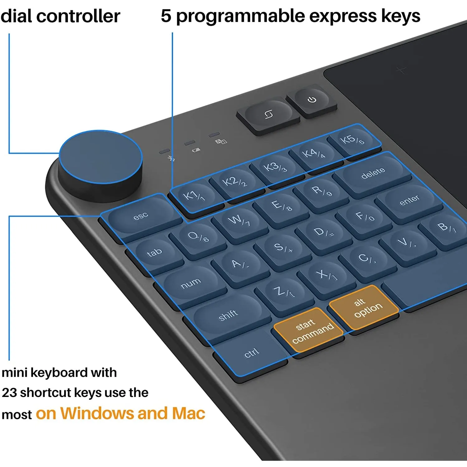 Imagem -04 - Gráficos sem Fio Desenho Tablet Teclado Caneta sem Bateria Suporte Android Macos Teclado 8.9x5.6 Huion-kd200