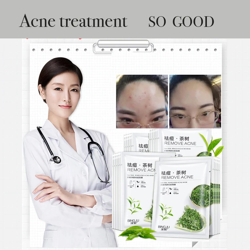 

Tea Tree Face mask Acne Facial Oil Control Anti Acne Skin Care Facial Clear Moisture Sheet Korean Mascarilla Maske Masks