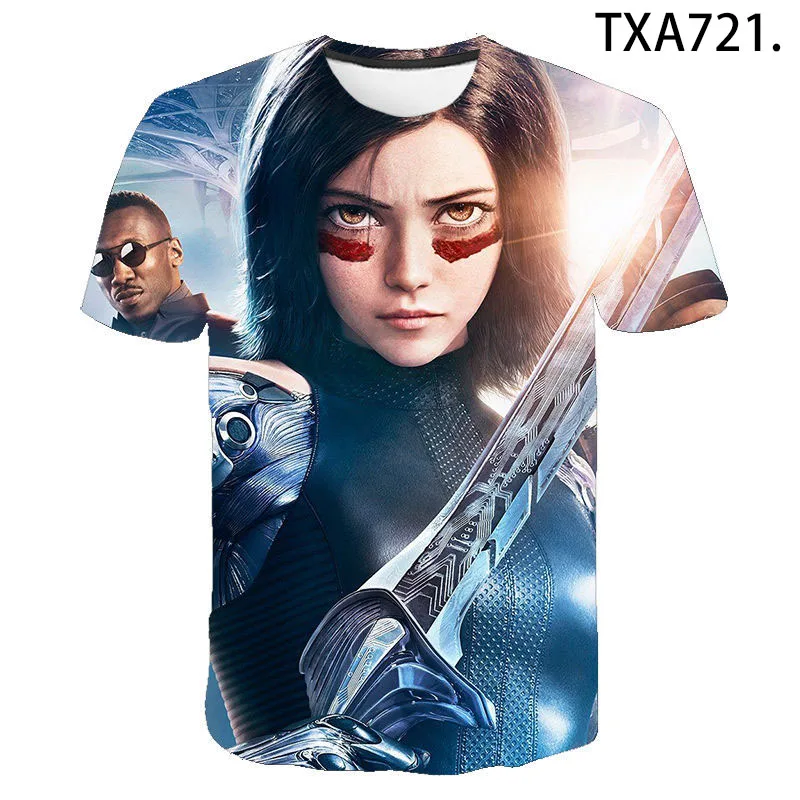 Nuevas camisetas Alita Battle Angel 3D, ropa de calle informal para niños y niñas, camisetas geniales estampadas de manga corta a la moda para hombres, mujeres y niños