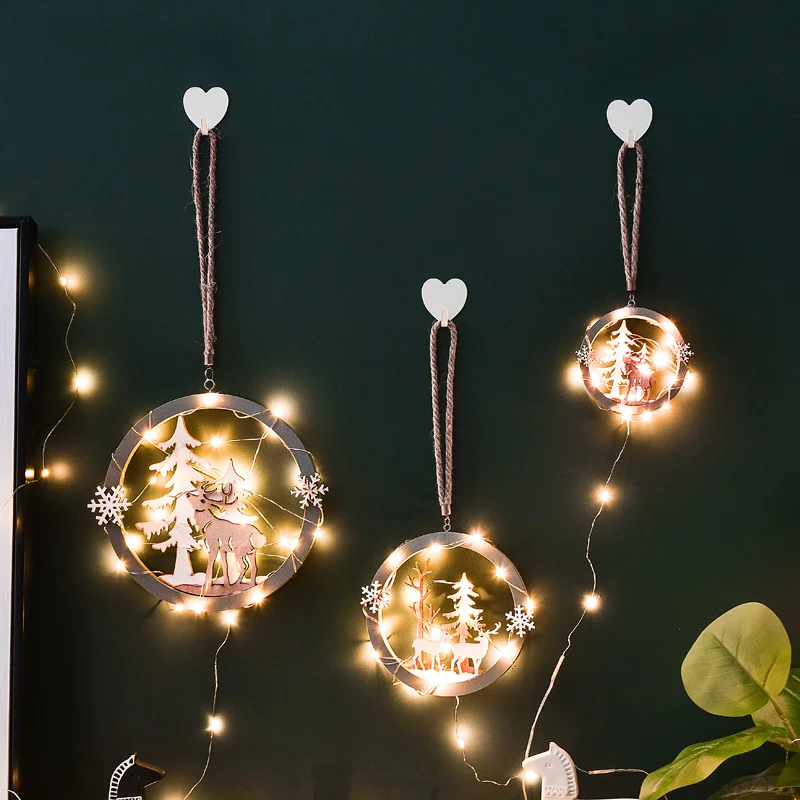 Creative Elk Pendant Hanging Decoration Nordic Ins Christmas Tree Holiday Supplies Lighting Home Stereo LED Wall Hanging