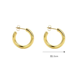 316L Stainless Steel New Fashion Fine High-end Jewelry Minimalism C Shape Round Circle Hoop Earrings For Women oorbellen
