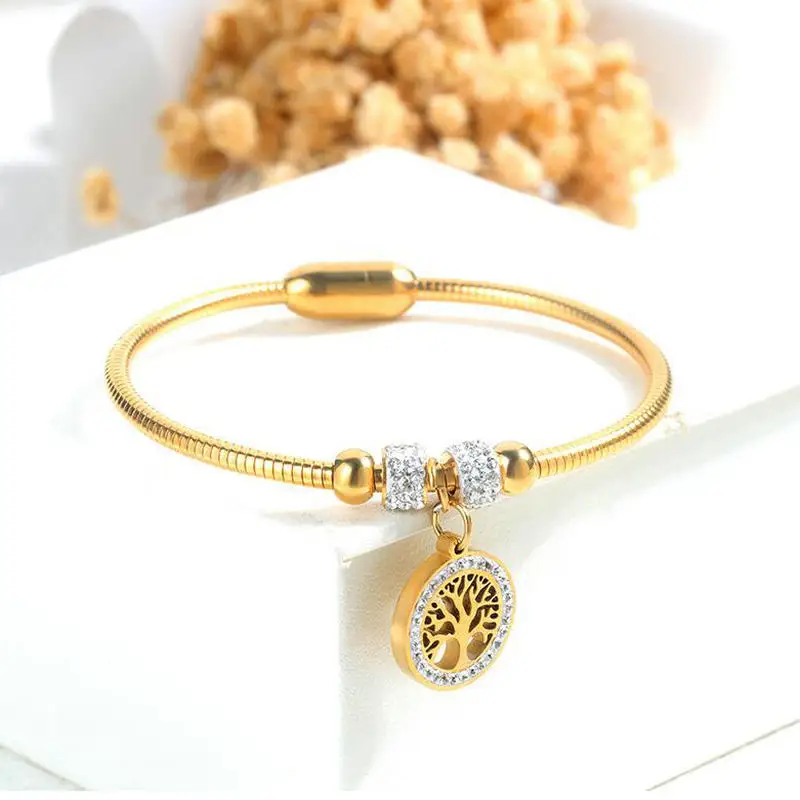 Women's stainless steel bracelet      Tree of life bracelet      Round Beads Magnet Bracelet