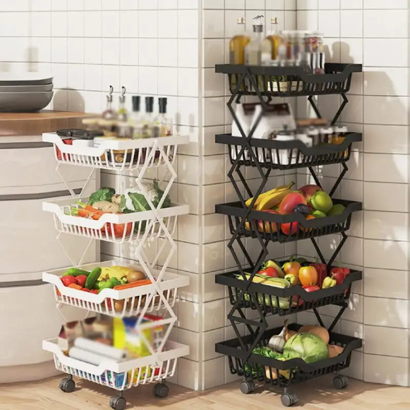 

Black Kitchen Foldable Stretch Fruit Vegetable Storage Rack Removable Rotating Toilet Gap Kitchen Spice Bottle Rack 3/4/5 Layers